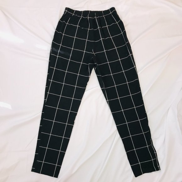 Monki b&w plaid trousers with elastic waistband - Picture 2 of 2